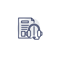 Ikona kartka z tekstem i słuchawki.